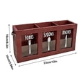 thumbnail image 3 of Sentmoon Knife Block Wooden Utensil Caddy with 3 Compartments forks Spoons Knives Organizer with Clear Window Handle Countertop Cutlery Storage Box for Kitchen Dining Room Part, 3 of 9