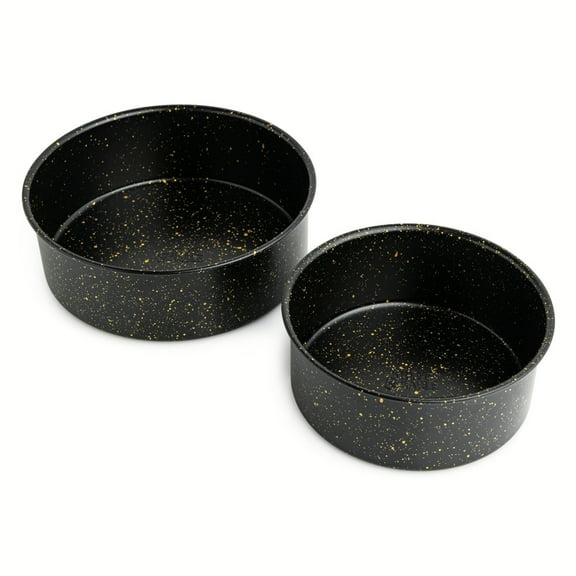 Thyme & Table 2-Piece 8" & 9", Non-Stick Round Cake Pan Set - Black