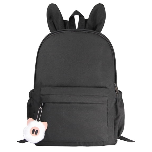 KEVCHE Bunny Ear Backpack with Cute Pendant for Students, Lightweight Daypack with Adorable Plush Bunny Ears, School Bag Book Bag Travel Backpack , Durable Casual Rucksack for Students