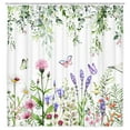 thumbnail image 2 of Green Plants Shower Curtain, Eucalyptus Leaf Flowers Shower Curtain with Hooks, Botanical Wildflower Butterfly Bee Fabric Bathroom Curtain 69W X 70L Inch, 2 of 2