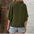 thumbnail image 4 of Summer Womens Tunic Tops Solid Basic Tee Shirts V Neck Short Sleeve Tee Blouses Batwing Sleeve Top Loose Fitted Tunics T-Shirts Dressy Causal Blouses Holiday Beach Party Clothes, 4 of 7