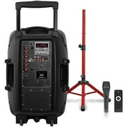 Technical Pro Bluetooth Loudspeaker 3000W 15 Inch Rechargeable Red Tripod Mic