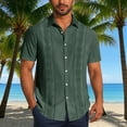 thumbnail image 2 of Workout Shirts for Men Big and Tall,Men Cuban Guayabera Shirts Linen Short Sleeve Button Down Cotton Mexican Beach Wedding Shir, 2 of 6
