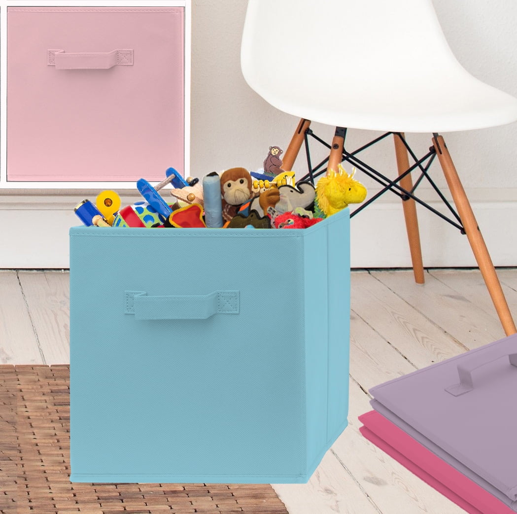 Pomatree Large Child Storage Cube Bins 13 Inch Multi-Color 6 Count 6 Pack