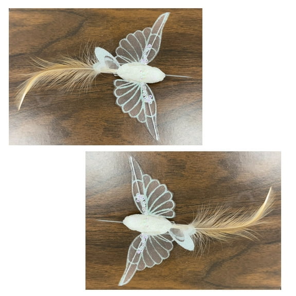 Sequin Hummingbird Clip Ornament – Set of 2 Holiday Christmas Tree Decoration, White