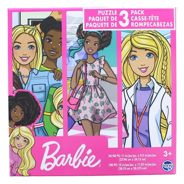 Barbie Jigsaw Puzzle 3 Pack | 24, 48, &amp; 100 Pieces - Walmart.com ...