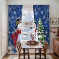 thumbnail image 5 of Navy Blue Christmas Sheer Curtains 84 Inches Long, Snowman Xmas Tree Ball Gifts Winter Light Filtering Window Curtains for Living Room, Rod Pocket Voile Sheer Curtain Drapes, 52"Wx84"L, 2 Panels, 5 of 9