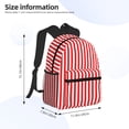 thumbnail image 2 of Lsque Sac à Dos Classique Décontracté à Rayures Rouges et Blanches - Grande Capacité Sac à Dos Résistant à l'Eau pour École, Travail, Voyage et Activités Extérieures, 2 of 6