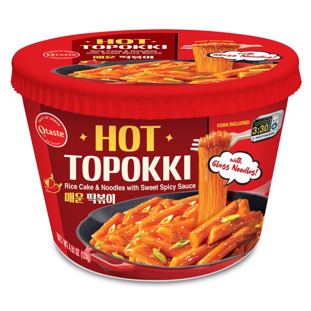 Nongshim Topokki Spicy Stir Fried Rice Cake & Noodles Bowl, 4.51oz X 6