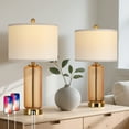 thumbnail image 5 of 27" Modern Glass Table Lamps with USB A+C Ports, Brown Bedside Lamps Desk Lamps for Bedroom, 5 of 8