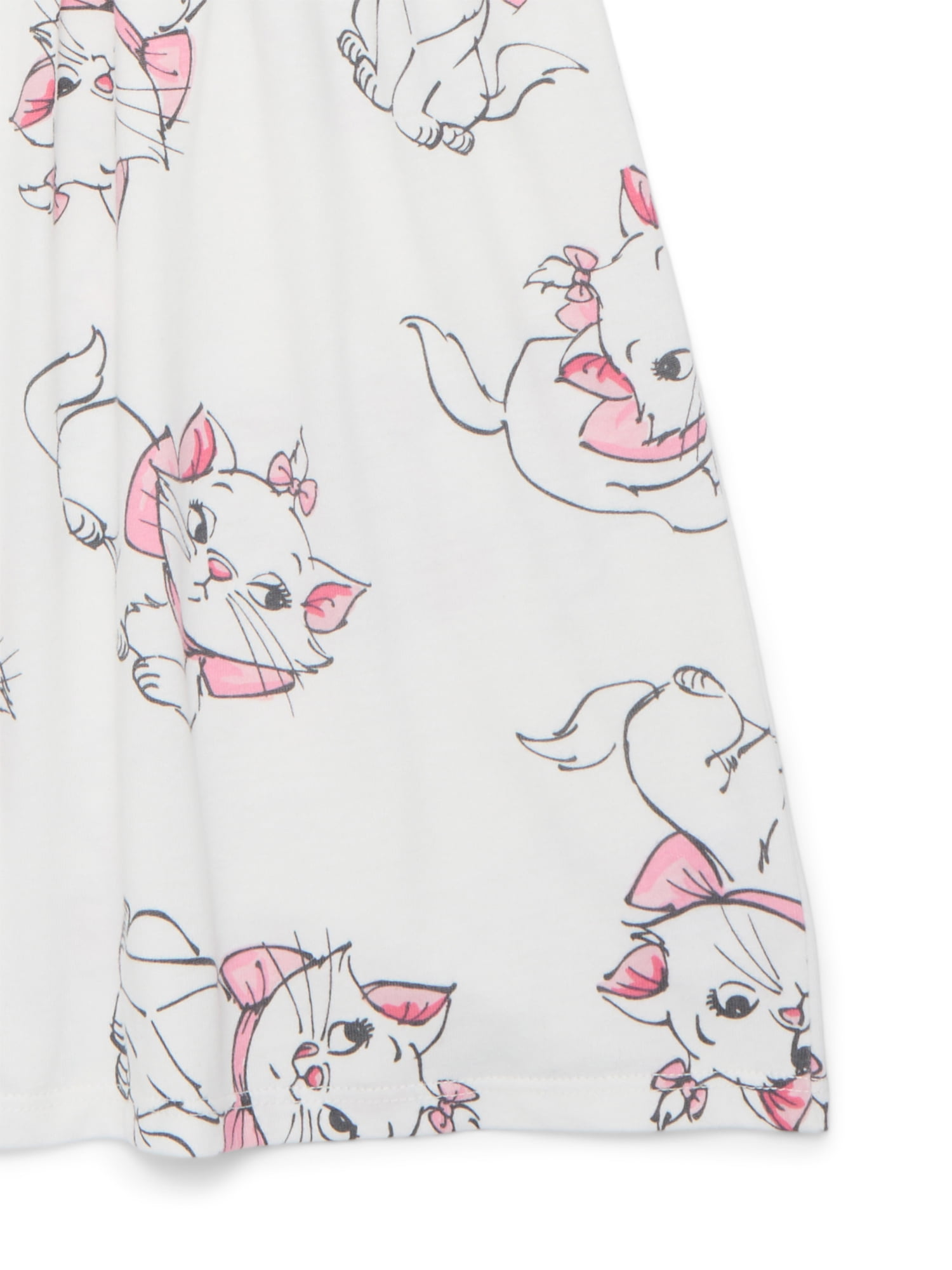Marie Aristocats Girls Allover Print Dress with Short Sleeves, Sizes 4-12