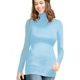 thumbnail image 3 of Made by Johnny Women's Long Sleeve Ribbed Turtleneck Pullover Sweater S AQUA, 3 of 6