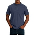 thumbnail image 5 of HomeDM Henley Shirts for Men, Classic Button Collar Basic Solid Color Short Sleeve T-Shirt, S-5XL, 5 of 9