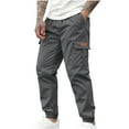 thumbnail image 2 of Zimjoy Mens Cargo Pants Big and Tall Casual Work Sweat Pants Baggy Elastic Waist Straight Leg Joggers Clothing with Pockets, Gray M, 2 of 7