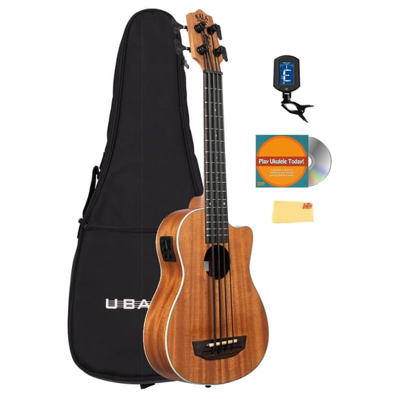 Kala UBASS-SCOUT-FS Scout Acoustic-Electric U-Bass Bundle with Gig Bag, Tuner, Austin Bazaar Instructional DVD, and Polishing Cloth