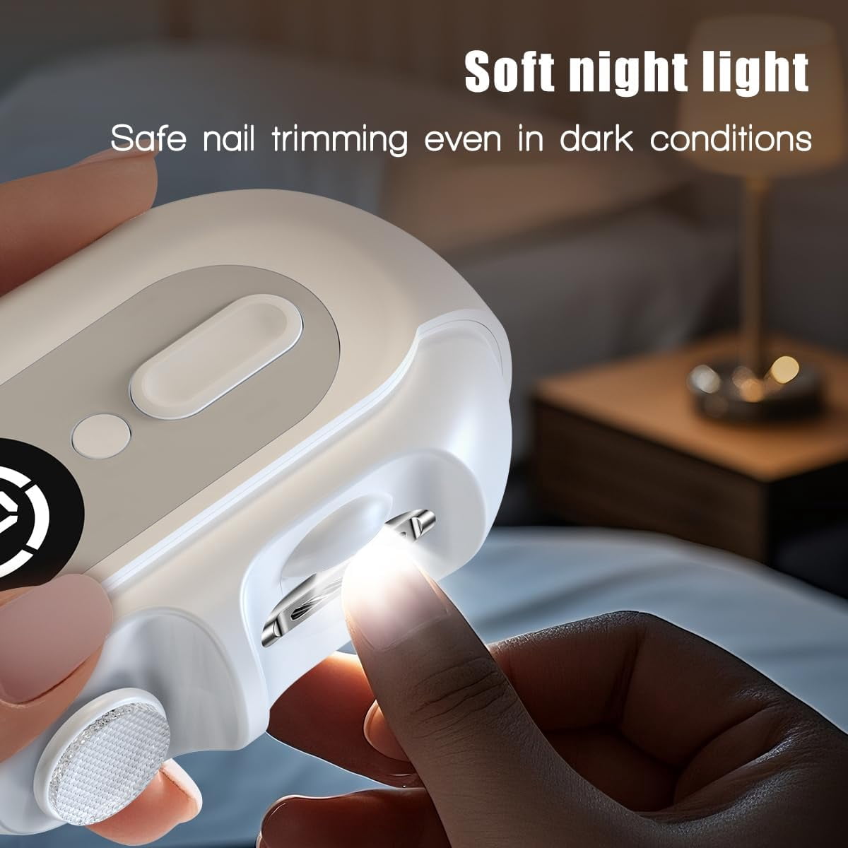Electric Nail Clipper for Seniors & Babies - 4-in-1 Safety Fingernail Trimmer with 2 Speeds, Magnetic Cover, USB Rechargeable - Nail Scraps Catcher for Kids, Adults, Men, Caregivers (White)