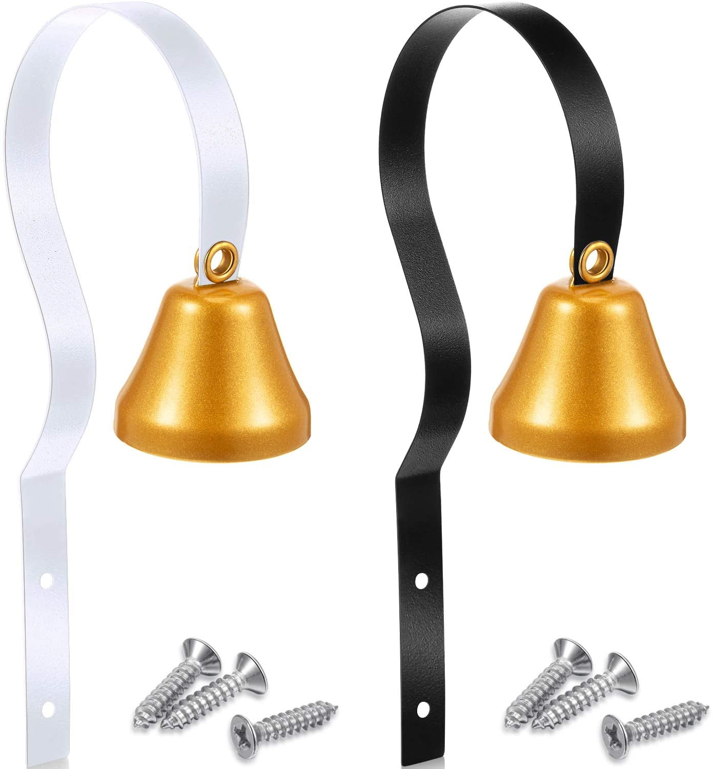 2 Pack Dog Doorbell Metal Potty Bell for Housebreaking Housetraining Door Bell Potty Training (White & Black)