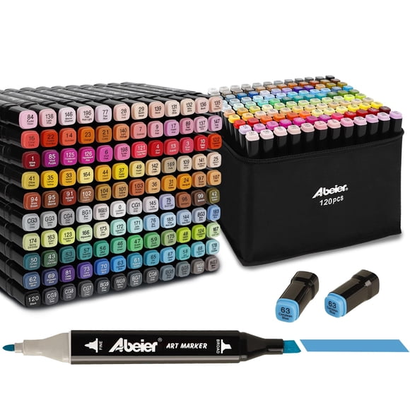120 Colors Alcohol Markers Set, Dual Tips Blender Art Markers for Drawing, Permanent Sketch Markers for Kids adult coloring, Alco