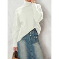 thumbnail image 2 of JYYYBF Women Turtleneck Sweater Casual Long Sleeve Solid Color Loose Fit Knitwear Winter Knit Pullover Tops, 2 of 7