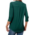 thumbnail image 3 of STARVNC Women V Neck 3/4 Sleeve Curved Hem Shirring Top, 3 of 4
