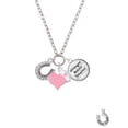 thumbnail image 4 of Delight Jewelry Goldtone Beaded Clear Crystal Horseshoe with Good Luck - Light Pink Heart Nurse Strong Zoe Necklace, 4 of 4