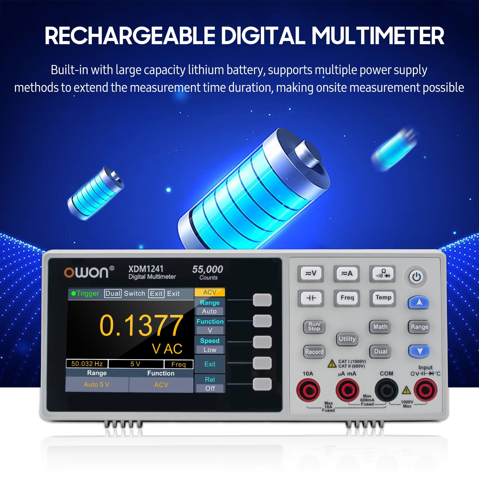 Owon XDM1241 Desktop Digital Multimeter Rechargeable 55,000 Owon XDM1241 Desktop Digital Multimeter Rechargeable 55,000