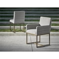 thumbnail image 2 of Maklaine Fabric Modern Dining Arm Chair Set of 2 in Gray with Bronze Base, 2 of 3