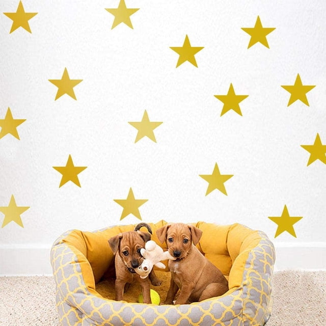 Etiqueta engomada de la pared de las estrellas del vinilo para la decoración del arte de DIY del hogar del dormitorio del niño del cuarto de niños (dorado 4 cm)