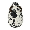 thumbnail image 4 of Massy Cow Kids Ottoman 25 Inches, Black, White Velvet, Light Brown Horn, 4 of 5