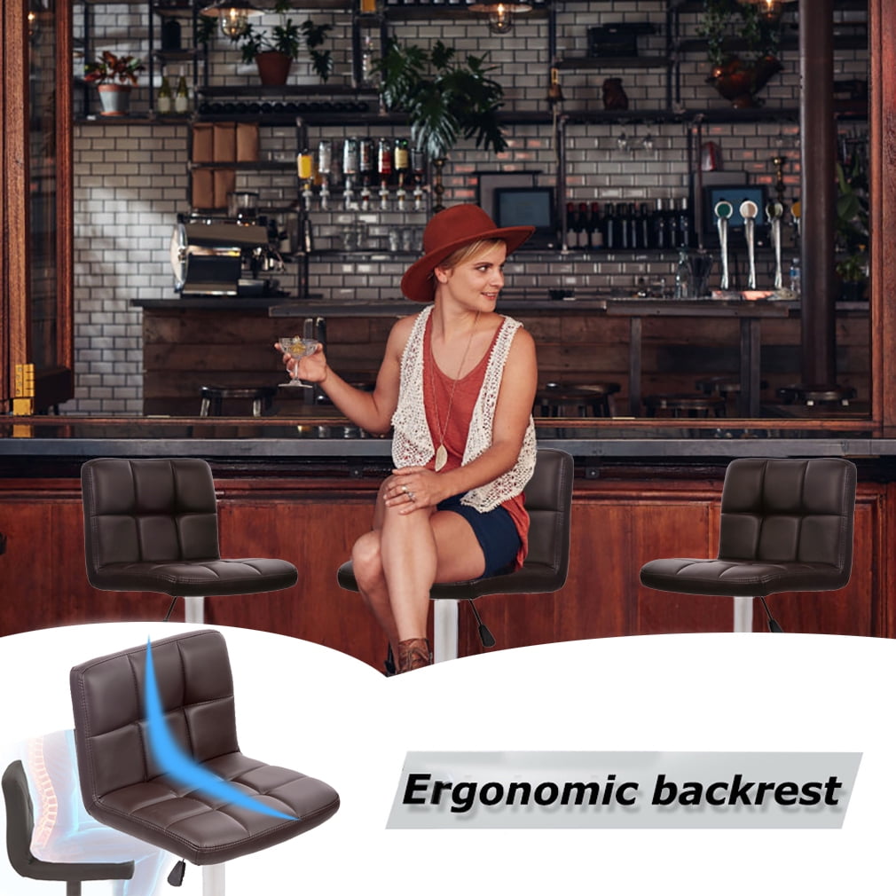 FDW Counter Height Bar Stools Set Of 2 Height Adjustable Swivel Stool with Back PU Leather,Brown