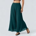 thumbnail image 2 of Gaukiv Womens Chiffon Wide Leg Pants Flowy Sheer Overlay Casual Trousers Dark Green XL, 2 of 6