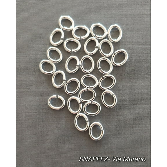 Snapeez II ULTRAPLATE 99.9% Pure Silver Plate Oval Ring Hard Open Jump Ring 8x6mm Heavy Gauge (Pk 25) Jump Rings. The Ultra Secure No Solder Jump Ring. Made in USA.