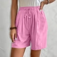 thumbnail image 4 of PNTUTB Women's Solid Color Casual Comfortable Breathable Elastic Waist Drawstring Shorts with Pockets, 4 of 6