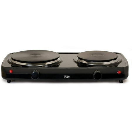Elite by Maxi Matic EDB-302BF Cuisine Electric Double Cast Burner Hot Plate Black