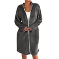 thumbnail image 3 of Plush Bathrobes For Women Zipper Robes for Women Housecoats Knee Length Bathrobe Lightweight Nightgown with Pockets, 3 of 5