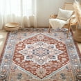 thumbnail image 4 of 5'x7' Area Rugs, Machine Washable Non Slip Area Rug for Living Room, Soft Low Pile Vintage Print Pattern Indoor Bedroom Thin Carpet, Brick Red, 4 of 5