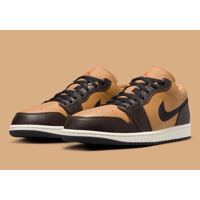 Men’s Size 9 N I-K-E A i r-Jor-dan 1 Low SE Flax Baroque Brown Black HQ3603-201