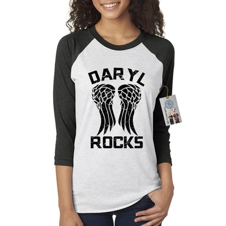 Raglan Rock - The Walking Dead Darl Rocks Wings Womens Raglan Shirt Top
