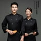 thumbnail image 2 of Toystoory Delantal de cocina de poliéster uniforme de Chef con doble botonadura y bolsillos delanteros absorbentes de humedad de estilo Simple Negro 3XL, 2 of 6