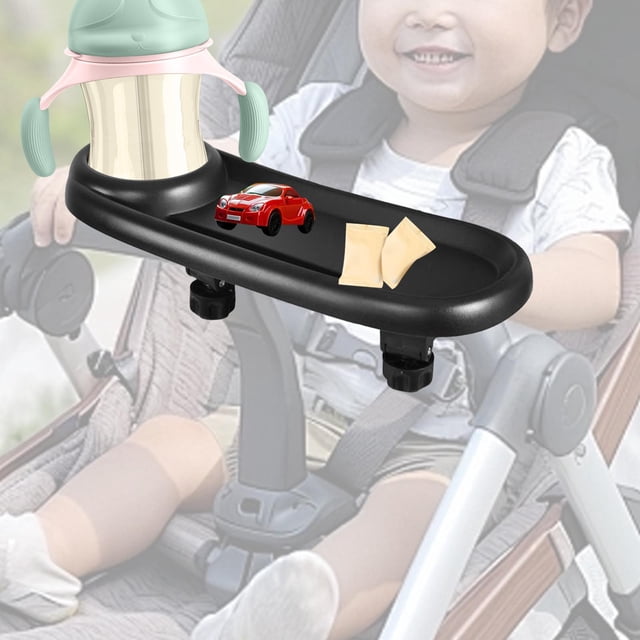 Bandeja de cochecito plato de handrest bandeja para bocadillos universales profesionales universales desmontables fáciles de instalar plato de Negro