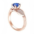 thumbnail image 2 of AFFY 1.18 Carat Round Simulated Blue Topaz & Natural Diamond Branch & Leaf Engagement Ring 14K Solid Gold Rose Gold Ring Size-7.5, 2 of 2