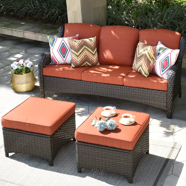 Ovios Outdoor Patio Furniture Set on sale 3 Pieces, Wicker Patio