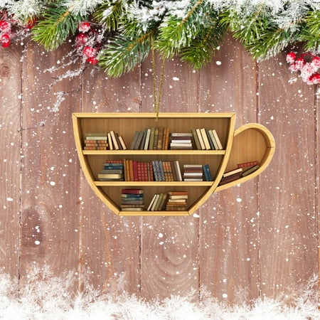 

Christmas Book Lovers Heart Shaped Bookshelf Pendant Acrylic Ornament