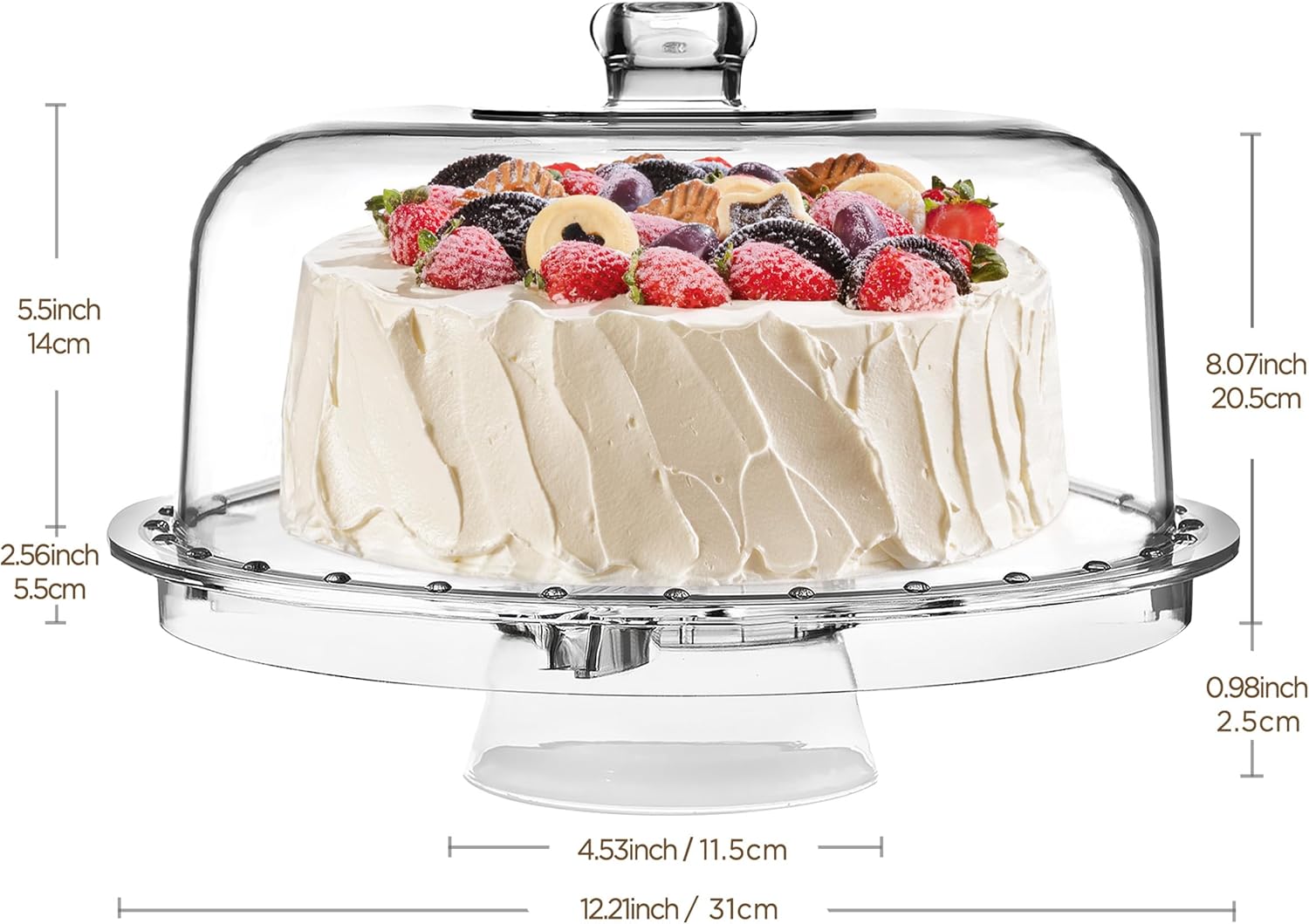 HBlife Acrylic Cake Stand with Dome, 12.2 Inch photo 3
