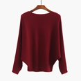 thumbnail image 4 of Baberdicy Sweaters for Women, Women's Knitwear a Collar Batwing Sweater Pullover Loose Threaded Tops Womens Sweaters Wine, 4 of 4