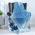 thumbnail image 4 of Winter Soft Flannel Fleece Throw Blanket, Rendition of Snowy Season of Year Frozen Pine Tree Snowflakes Falling, Cozy Plush for Indoor and Outdoor Use, 50" x 70", Blue White, by Ambesonne, 4 of 5
