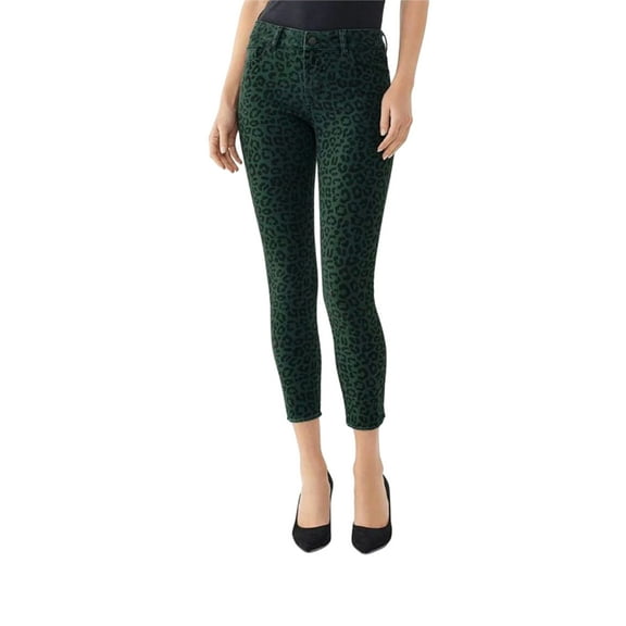 DL1961 Women's Snow Leopard Florence Cropped Mid Rise Instasculpt Jeans Size 28
