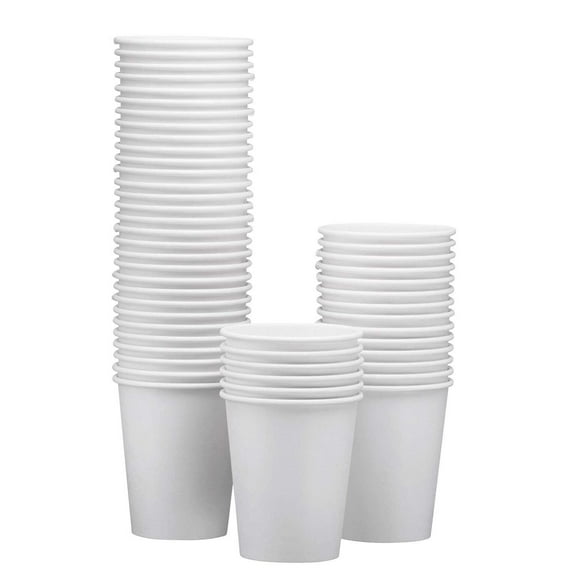 NYHI 50-Pack 12oz White Paper Disposable Cups  Hot/Cold Beverage Drinking Cup for Water, Juice, Coffee or Tea  Ideal for Water Coolers, Party, or Coffee On the Go