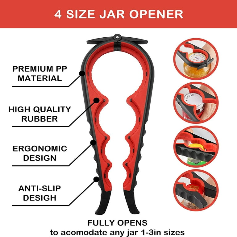 Jar Opener for Weak Hands - Jar Opener for Seniors with Arthritis, Rubber  Grip Jar Opener 5 in 1 Bottle and Can Opener 4 in 1 Non Slip Jar Lid Opener