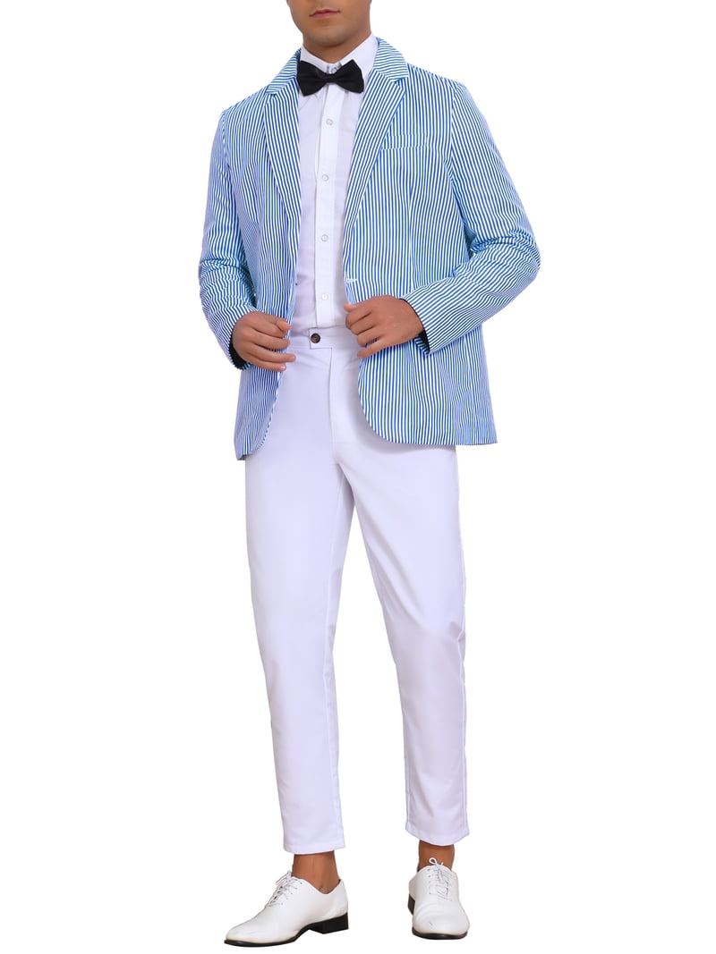 INSPIRE CHIC Stripes Blazer for Men's Single Breasted Sport Coat